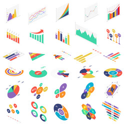 flat 3d isometric infographic elements icons graph vector