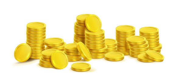 gold coin stack with different sizes of money pile vector