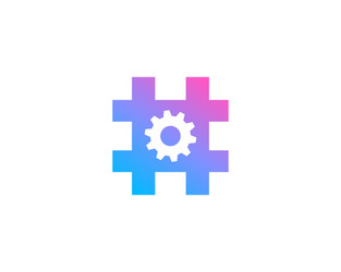 Hashtag symbol technology icon design template vector