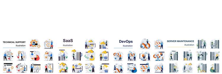 mega set flat design concept devops saas vector image