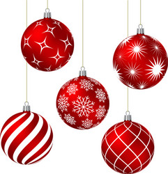red christmas balls with different patterns vector image