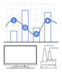 seasonal bar graph with line chart computer vector image