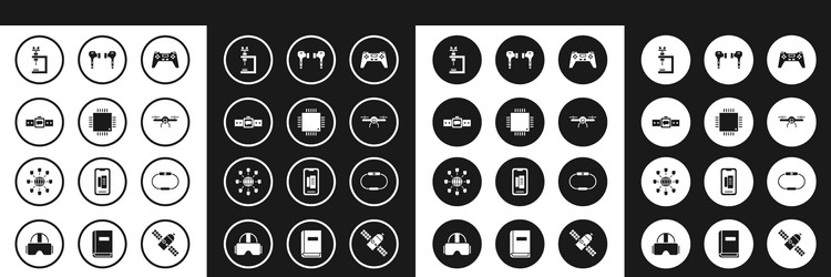 set gamepad processor with microcircuits cpu vector image
