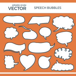 sketched speech bubbles with editable stroke vector image
