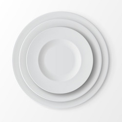 Tableware set of plates top view table setting vector