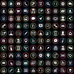contact us 100 icons universal set for web and ui vector image