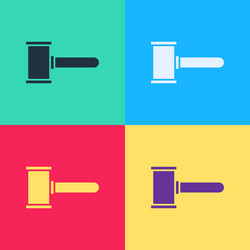 pop art judge gavel icon isolated on color vector image
