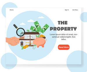 Property website landing page design vector