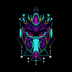 robot mask with sacred geometry pattern vector image