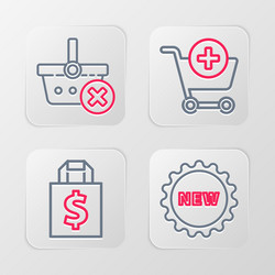 set line price tag with text new shoping bag vector image