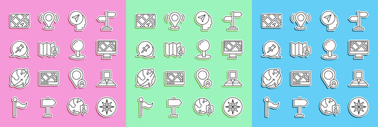 set line wind rose folded map with location vector image