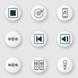 set of 9 music icons includes control run vector image