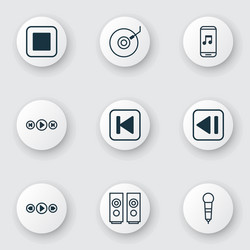 Set of 9 music icons includes control run vector