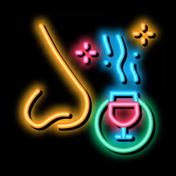 Smelling wine testing neon glow icon vector