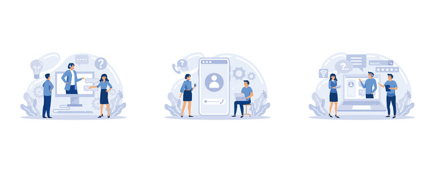 technical support online service or platform set vector image