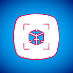 white 3d modeling icon isolated on blue background vector image