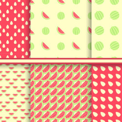 Bright set of seamless patterns with watermelons vector