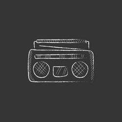 Radio cassette player drawn in chalk icon vector