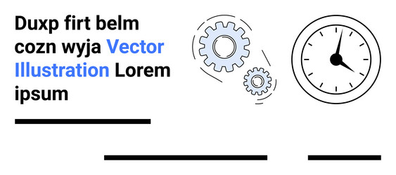clock and gears mechanical concept with text vector image