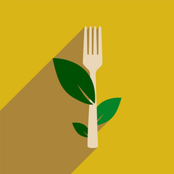 flat web icon with long shadow eco fork vector image