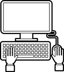 hands programmer typing work keyboard technology vector image
