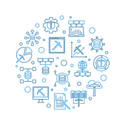 Data mining concept round blue line vector