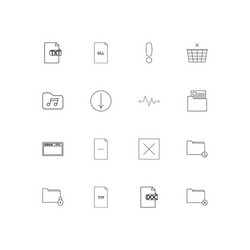 files and folders sign linear thin icons set vector image