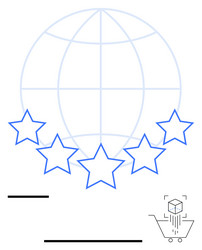 global quality rating with e-commerce cart and 3d vector image