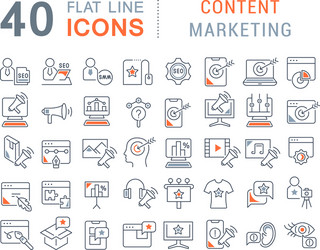 set line icons content marketing Vector Image