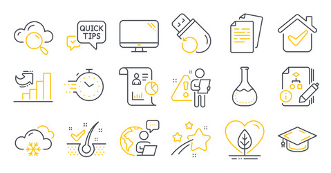 Set science icons such as growth chart flash vector