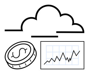 cloud technology with coin and graph representing vector image