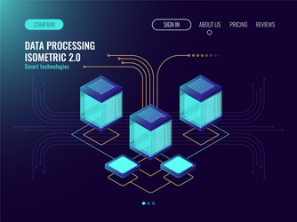 data processing concept server room web hosting vector