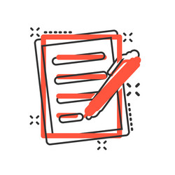document with pen icon in comic style notepad vector image