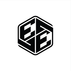 Ee logo monogram hexagon shape with ornament Vector Image