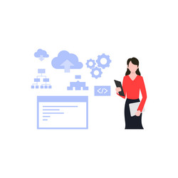 girl is working on software programming vector image
