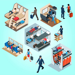 Isometric set design train met Royalty Free Vector Image