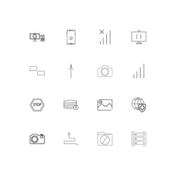 network and database linear thin icons set vector image