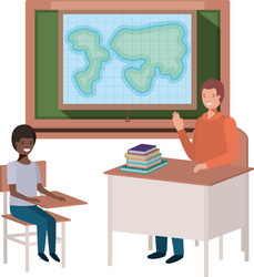 teacher in the geography class with students vector