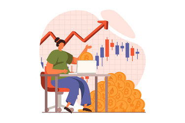 cryptocurrency mining web concept in flat design vector image