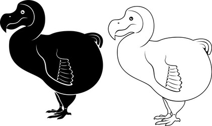 Monochrome dodo extinct bird sketch Royalty Free Vector