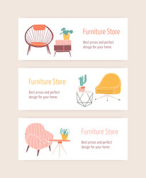 Furniture store web banner templates set vector