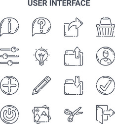 set 16 user interface concept line icons 64x64 vector image