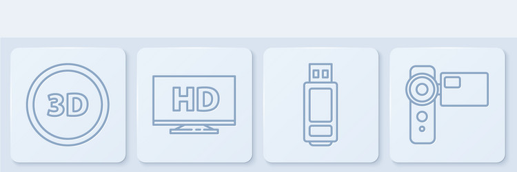 set line 3d word usb flash drive smart display vector image