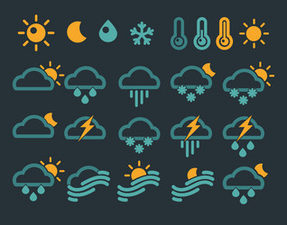 set of weather widget icons vector