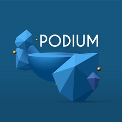 3d realistic circle podium with geometric elements vector image