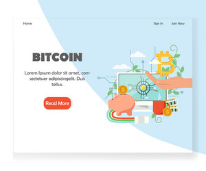 Bitcoin investment website landing page vector