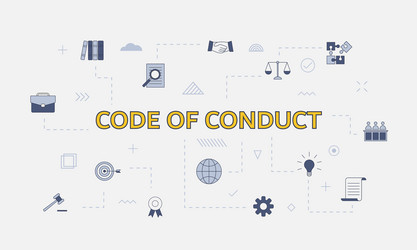 Code conduct concept with icon set big vector