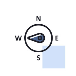 Compass wind rose grayscale icon direction west Vector Image
