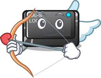 cupid capslock button on a computer cartoon vector image