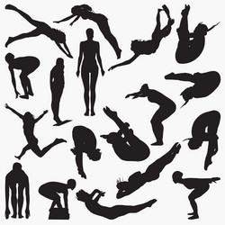 Diver Silhouettes - Underwater Sport Vector Image